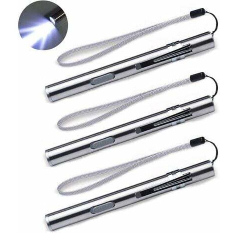 immagine 0 del prodotto lablanc confezione da 3 penne luminose per infermieri, penne luminose mediche, torcia led ricaricabile tramite usb, torcia in acciaio inossidabile