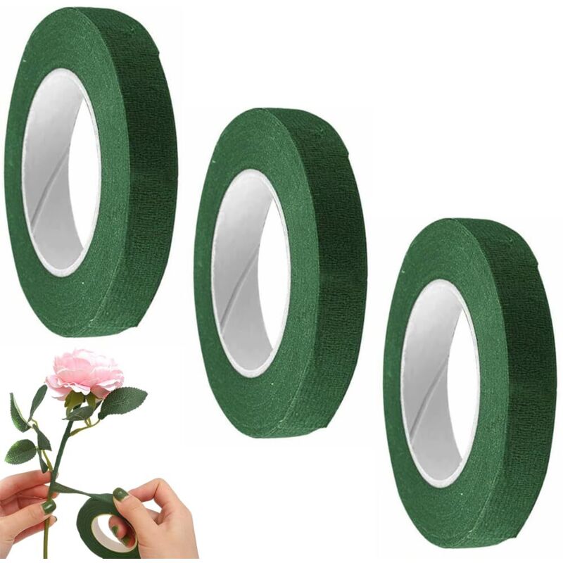 foto del prodotto lablanc confezione da 3 rotoli di nastro adesivo per fioristi, verde scuro, in carta floreale, per bouquet di fiori e lavori artigianali