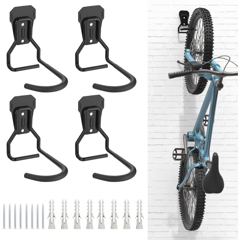 foto del prodotto lablanc confezione da 4 ganci per bici, portabici in ferro, supporto da parete a forma di l per bici, pratico supporto verticale per bici per