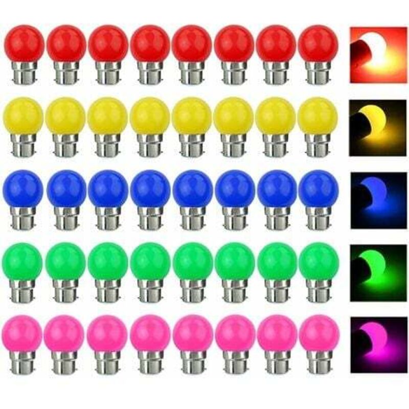 foto del prodotto lablanc confezione da 40 lampadine led colorate b22 da 3 w equivalenti a lampadine a baionetta b22 da 30 w e 300 lumen, ca 220 v. luci a stringa