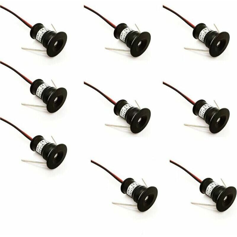 foto del prodotto lablanc confezione da 9 mini faretti led da incasso a soffitto, neri, 12v 1w, per cucina, scale, armadio, corridoio, illuminazione fai da te,