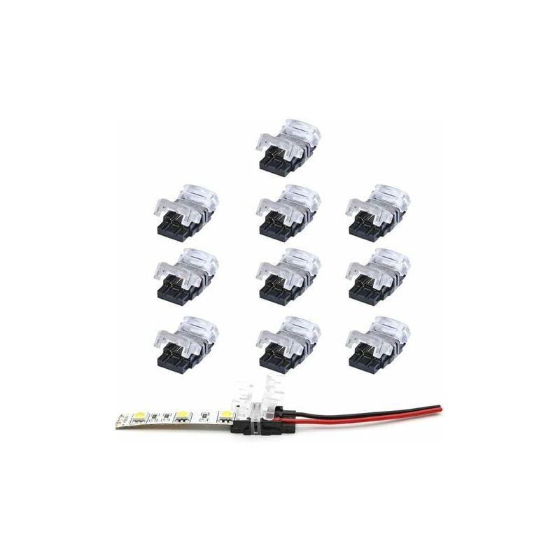 foto del prodotto lablanc connettore per striscia led a 2 pin, confezione da 10 connettori per striscia led a 2 pin per strisce led smd 5050 3528 monocolore da 10