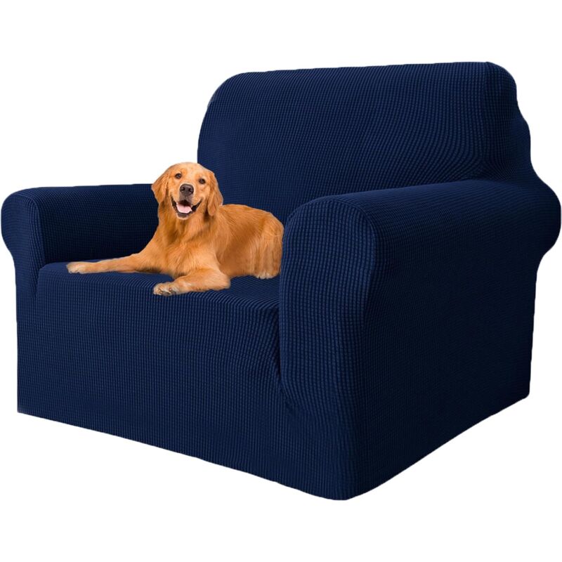 foto del prodotto lablanc copridivano elasticizzato 1 posto, copridivano con braccioli, copridivano super elastico per cani e gatti, antimacchia blu scuro,