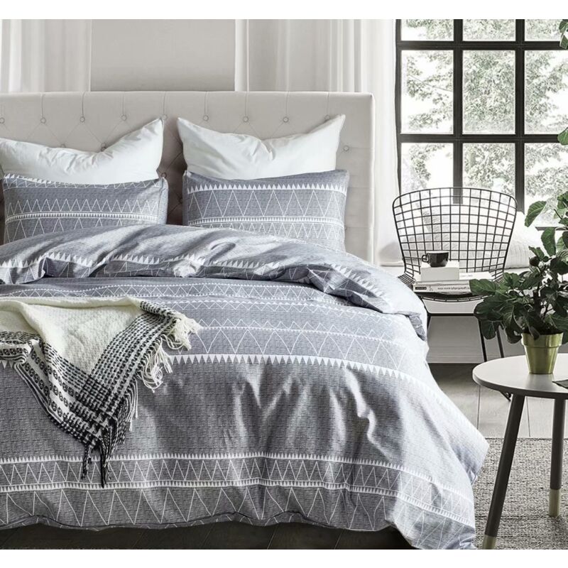 foto del prodotto lablanc copripiumino 200x200 con 2 federe 65x65 cm, design boh mien, set letto 200x200 cm, copripiumino con cerniere, grigio