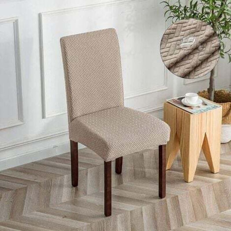 foto del prodotto lablanc coprisedia impermeabile in jacquard a quadri lunghi tortora, coprisedia universale, moderno e resistente, adatto per la decorazione di