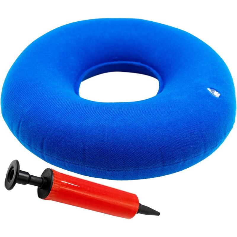 foto del prodotto lablanc cuscino gonfiabile a ciambella, comodo cuscino medico per emorroidi, cuscino gonfiabile rotondo ergonomico con gonfiatore per auto, viaggi