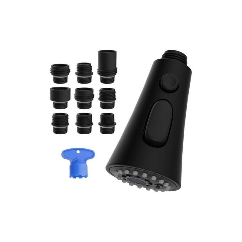 foto del prodotto lablanc doccetta di ricambio per rubinetto da cucina, 3 funzioni con 9 adattatori, compatibile con rubinetti g1 2, nero opaco