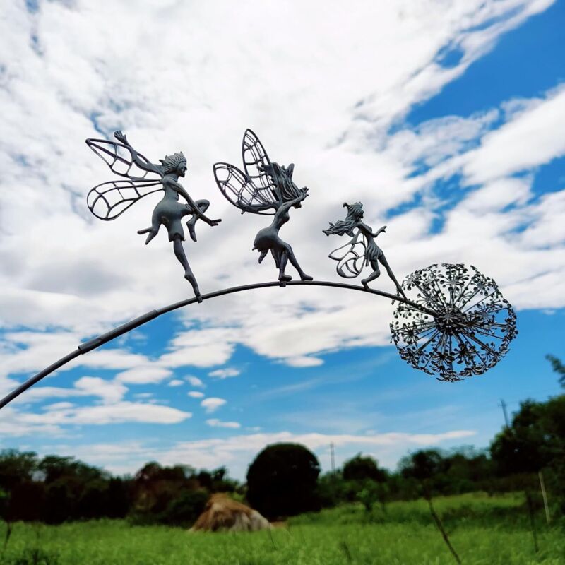 foto del prodotto lablanc fate dandelions scultura da giardino artistica che balla insieme decorazioni da giardino in acciaio inossidabile ornamenti da giardino fiao