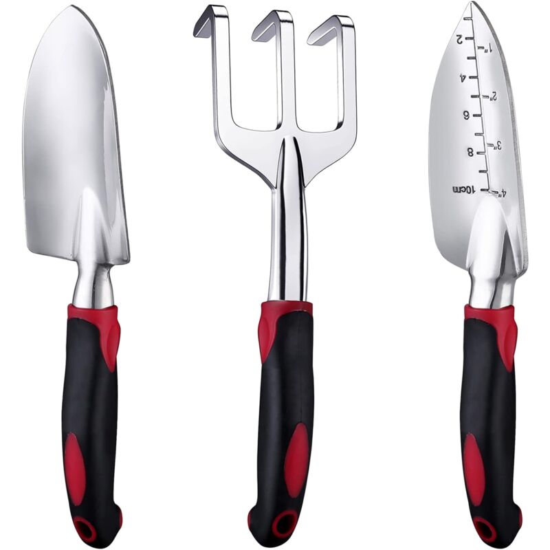 foto del prodotto lablanc garden tools, set di tre attrezzi da giardino in alluminio pressofuso per impieghi gravosi con impugnatura antiscivolo in gomma, utensili