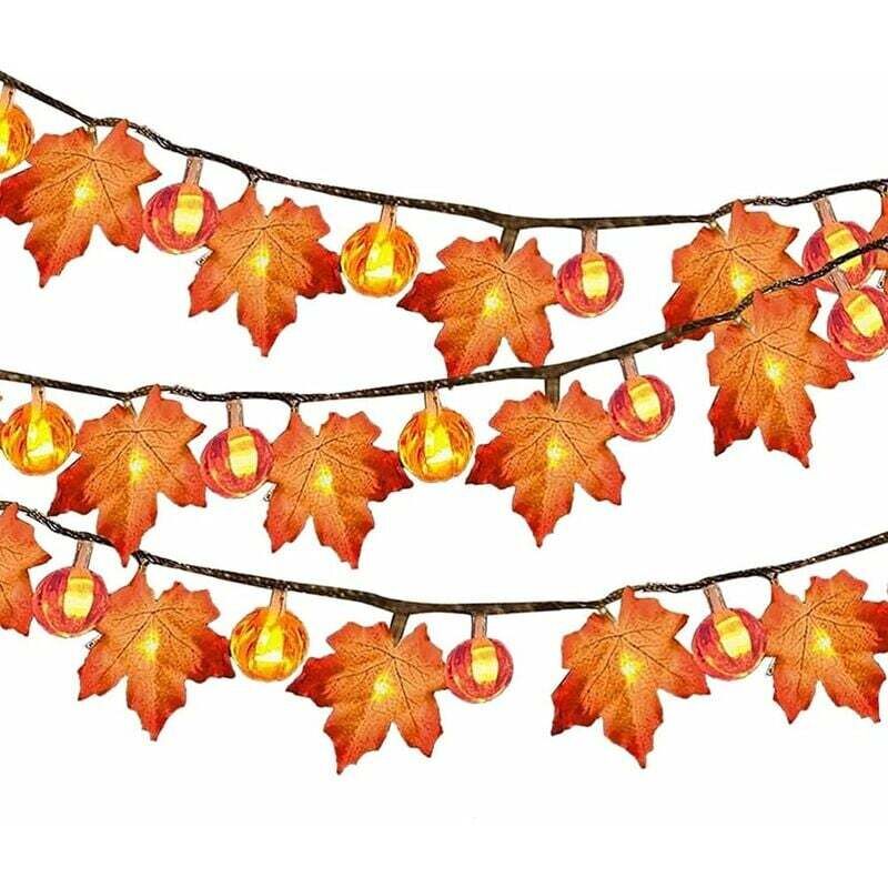 foto del prodotto lablanc ghirlanda autunnale a led con foglie d acero e zucca, decorazioni per il ringraziamento, impermeabile, con luci, decorazione per interni ed