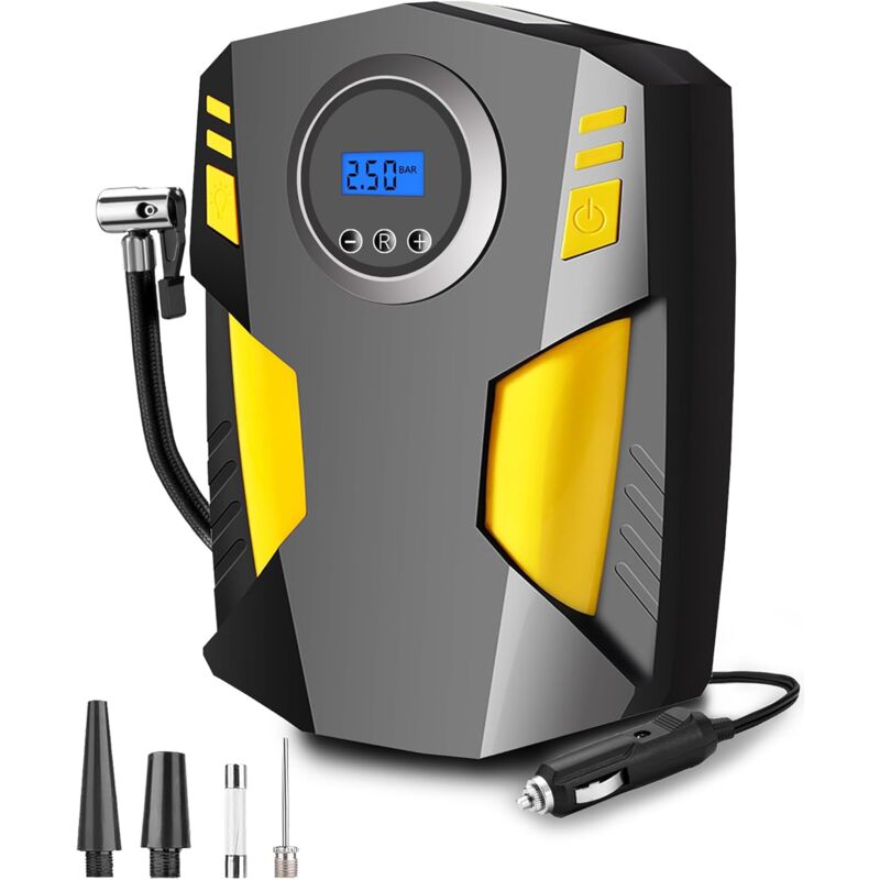foto del prodotto lablanc gonfiatore digitale per pneumatici con 3 adattatori per ugelli e luce led digitale, compressore d aria per gonfiaggio rapido di pneumatici