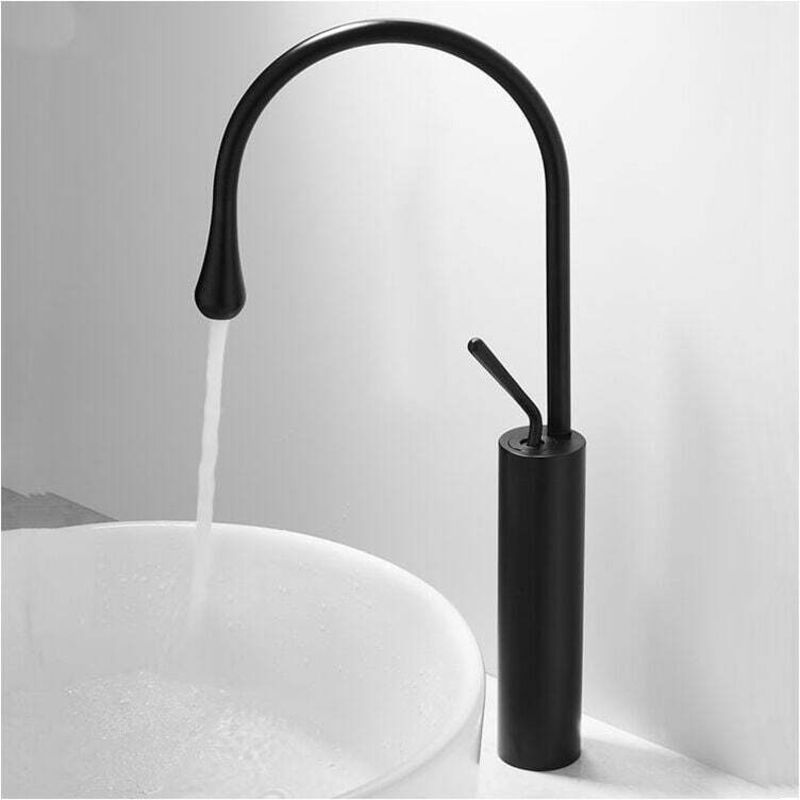 foto del prodotto lablanc grande miscelatore monocomando per lavabo da bagno nero con rotazione a 360 gradi