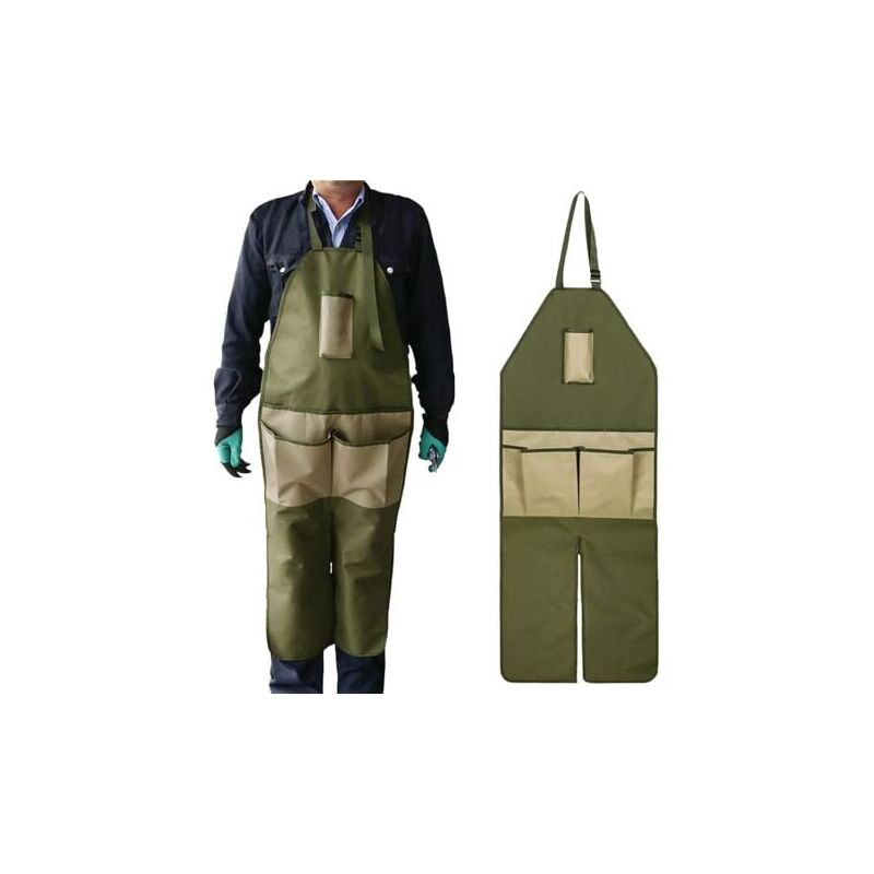 foto del prodotto lablanc grembiule da giardiniere lungo con protezione per le gambe, grembiule da lavoro con tasche portautensili multiple, ideale per giardinaggio,