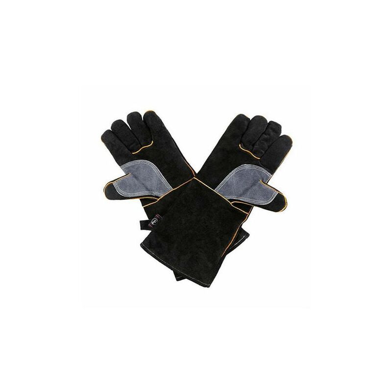 foto del prodotto lablanc guanti estremamente resistenti al fuoco e al calore, in pelle con cuciture in kevlar, perfetti per caminetti, stufe, forni, grill,