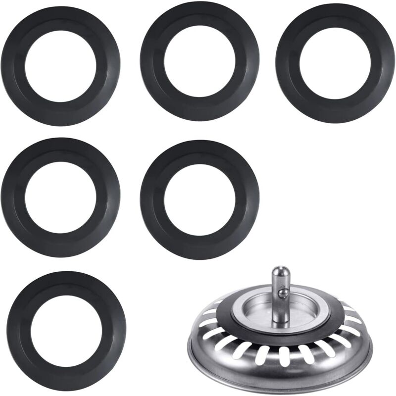 foto del prodotto lablanc guarnizione per tappo lavello, 6 confezioni esterno 54 mm, interno 32 mm guarnizione in elastomero per tappo lavello vasca da bagno