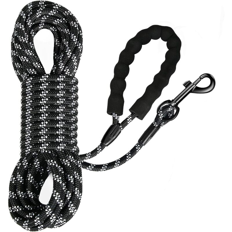 foto del prodotto lablanc guinzaglio per cani, guinzaglio lungo in corda con maniglia imbottita per cani di piccola e grande taglia, nero 5 m 