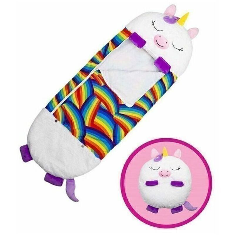 foto del prodotto lablanc happy plush sacco nanna invernale per bambini e bambine, unicorno, 2 in 1, cuscino per letto per bambini, super morbido e caldo per tutte