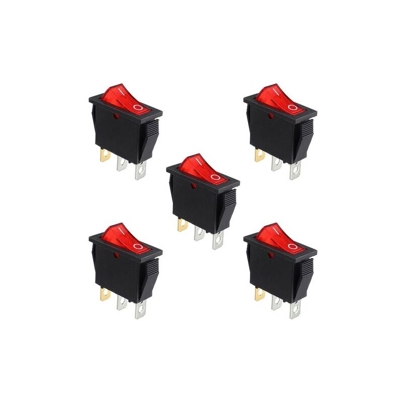 foto del prodotto lablanc interruttore a bilanciere illuminato rosso 5 pezzi, on off 3 pin 3 posizioni interruttore a bilanciere per barche ac 250 v 15 a 125 v 20 a