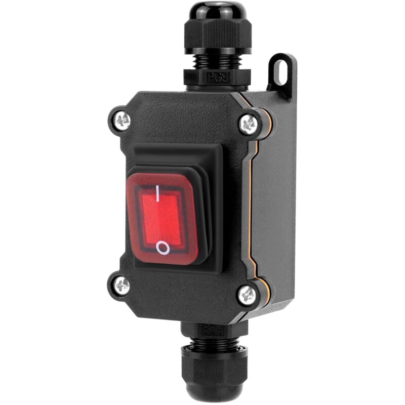 foto del prodotto lablanc interruttore a cavo in linea impermeabile ip65 con indicatore rosso, 220 v 30 a, interruttore a bilanciere dpst, controllo on off a doppia