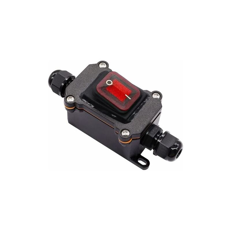 foto del prodotto lablanc interruttore di linea a cavo impermeabile ip67, interruttore a bilanciere on off, 220 v ca, dpst impermeabile a 4 terminali con led rosso,