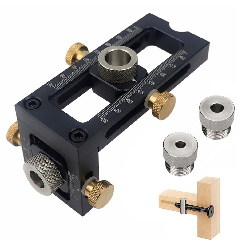 foto del prodotto lablanc kit 2 in 1 regolabile per viti e tasselli per lavorazione del legno, 4 fori da 6 8 10 12 mm, per localizzatore di punzoni per viti di