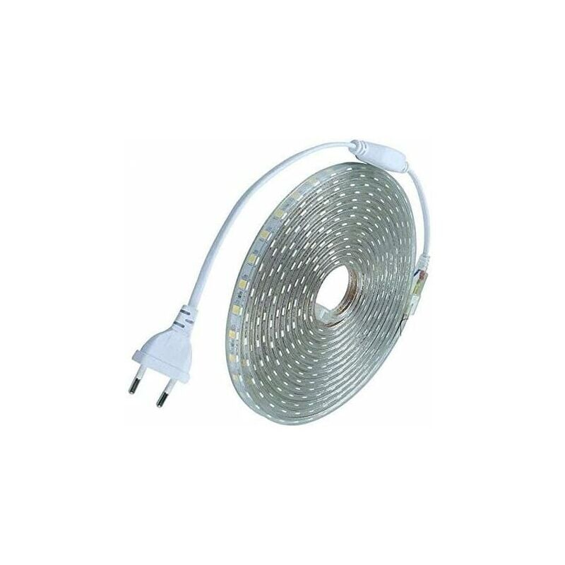 foto del prodotto lablanc kit completo striscia led 5 metri 220v silicone waterproof ip68 bianco freddo 6000 k smd5050 60led m non necessita di trasformatore