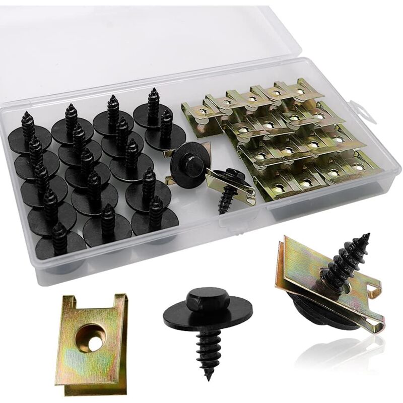 foto del prodotto lablanc kit da 40 pezzi di dadi e clip per viti, dadi di fissaggio per parafanghi auto, kit di supporto passaruota tipo u, per pannelli interni