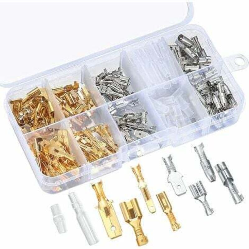 foto del prodotto lablanc kit di 150 terminali a crimpare elettrici per autoveicoli, connettori per cavi elettrici da 6,3 mm, 4,8 mm e 2,8 mm, terminali