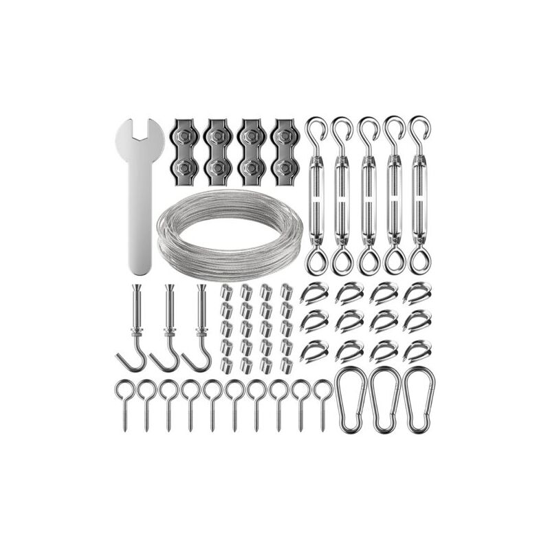 foto del prodotto lablanc kit di corde sospese in acciaio inossidabile da 30 m, cavo in acciaio inossidabile rivestito da 2 mm con tenditore e ganci, per appendere