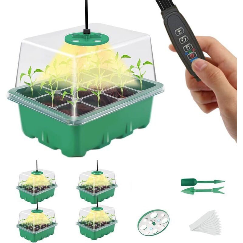foto del prodotto lablanc kit mini serra da 5 pezzi per piante, vassoio per piantine, kit di coltivazione in serra con led a luminosit regolabile, vassoio