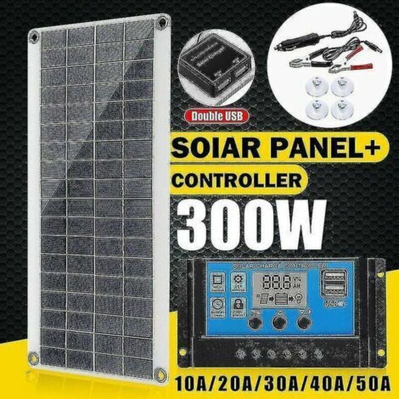 foto del prodotto lablanc kit solare portatile ad alta efficienza da 300 w pannello solare flessibile, moduli fotovoltaici monocristallini per ricaricare batterie