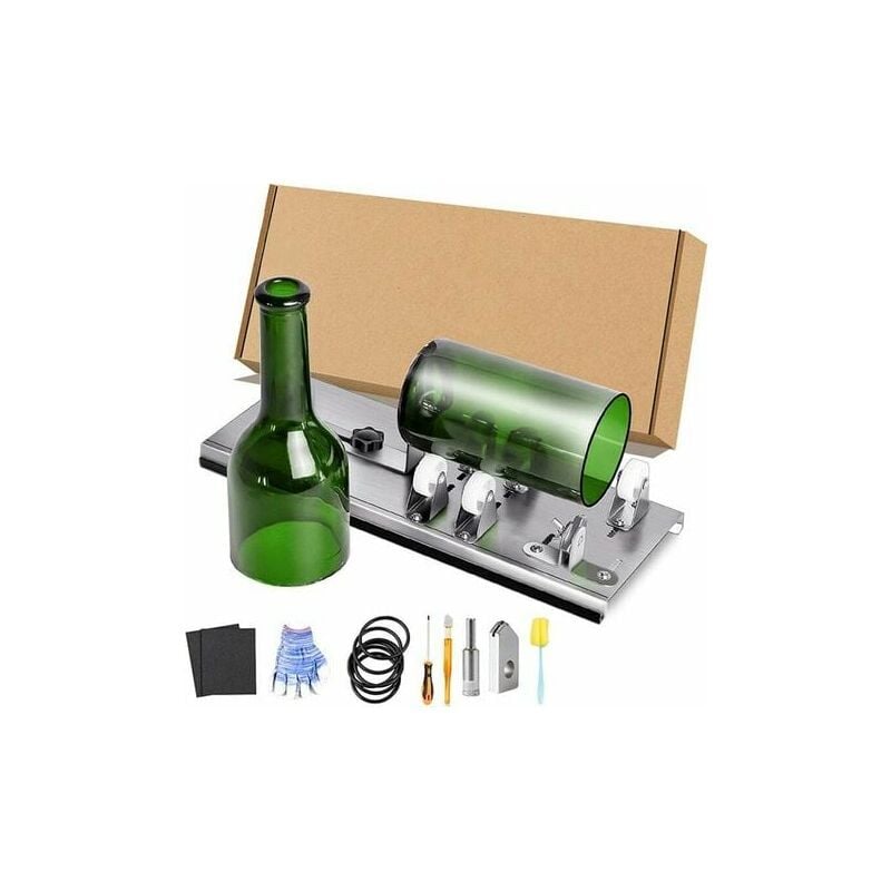 foto del prodotto lablanc kit taglia bottiglie di vetro regolabile fai da te, set di macchine da taglio in acciaio inossidabile per bottiglie rotonde di vino, birra,