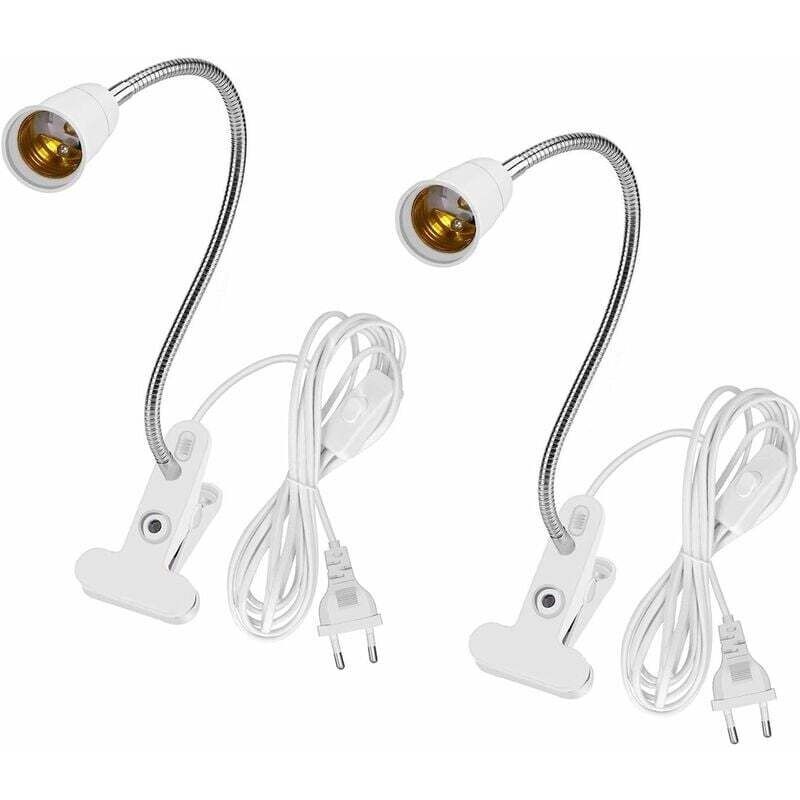 foto del prodotto lablanc lampada a morsetto e27 2 pezzi lampada da scrivania con interruttore lampada da letto e27 flessibile lampada da tavolo con morsetto,