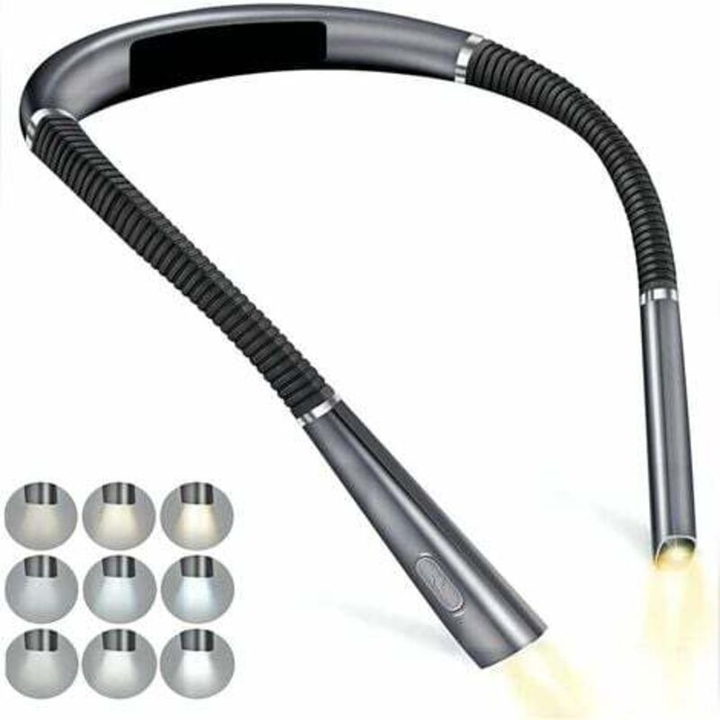 foto del prodotto lablanc lampada da lettura ricaricabile da collo, lampada da lettura da comodino, 3 colori, 6 livelli di luminosit , bracci pieghevoli, batteria a