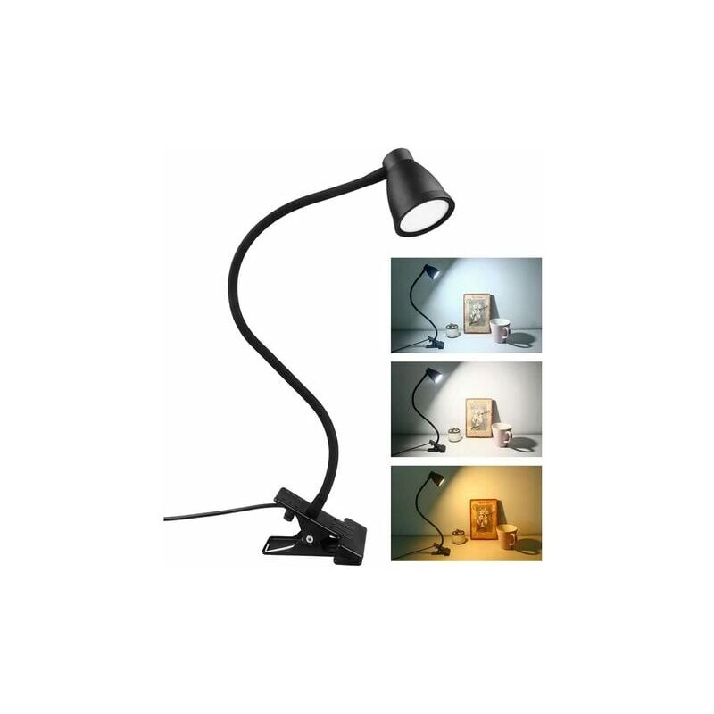 foto del prodotto lablanc lampada da scrivania a led con clip, luminosit regolabile in 3 colori, lampada da comodino usb, protezione per gli occhi, lampada da