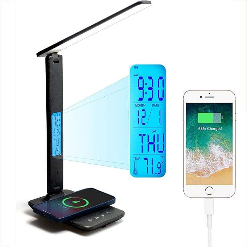 foto del prodotto lablanc lampada da scrivania a led dimmerabile. 3 modalit 3 livelli di luminosit display lcd funzione di ricarica wireless protezione per