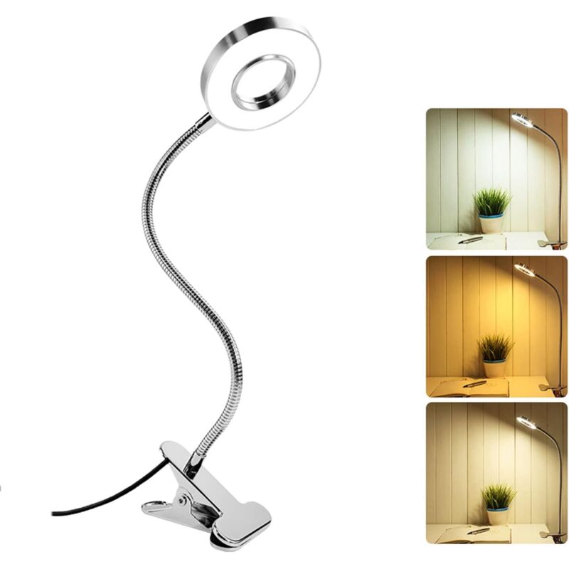 foto del prodotto lablanc lampada da scrivania usb con clip, 48 led flessibili a 360 , 3 colori e 10 livelli di luminosit regolabili, lampada a morsetto a led,