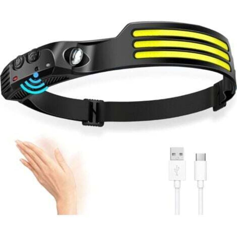 foto del prodotto lablanc - lampada frontale a led ricaricabile con sensore di movimento, illuminazione a 230 , adatta a bambini, adulti, campeggiatori ed escursionisti