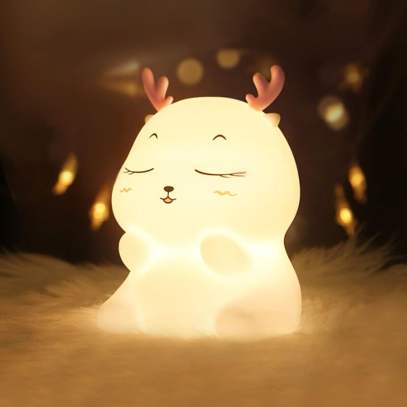 foto del prodotto lablanc lampada notturna ricaricabile per bambini, luce notturna a led a 7 colori per bambine, lampada da comodino in silicone touch per bambini,