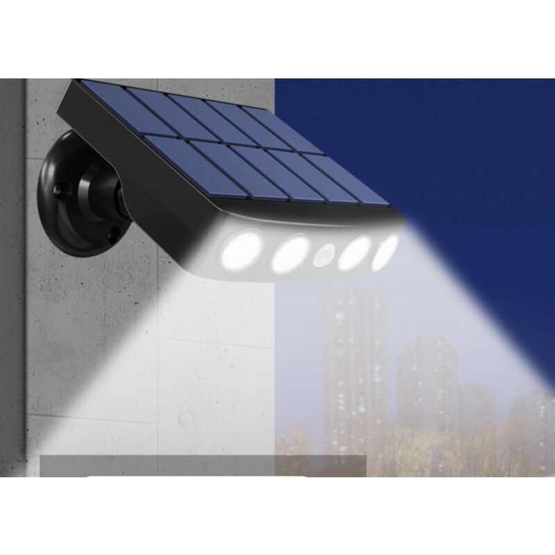 foto del prodotto lablanc lampada solare da esterno impermeabile con sensore di movimento, pannello di ricarica rapida di alta qualit , 4 led cob bianco freddo 500