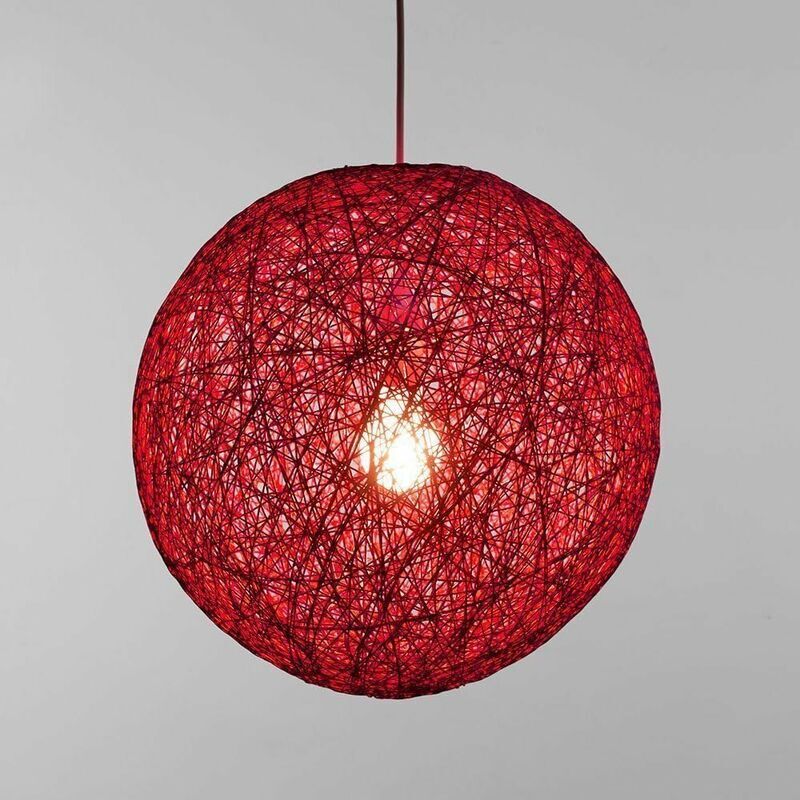 foto del prodotto lablanc lampadario a sospensione con paralume in sisal e sfera rotonda in rattan, diametro rosso rosa, 23 cm 