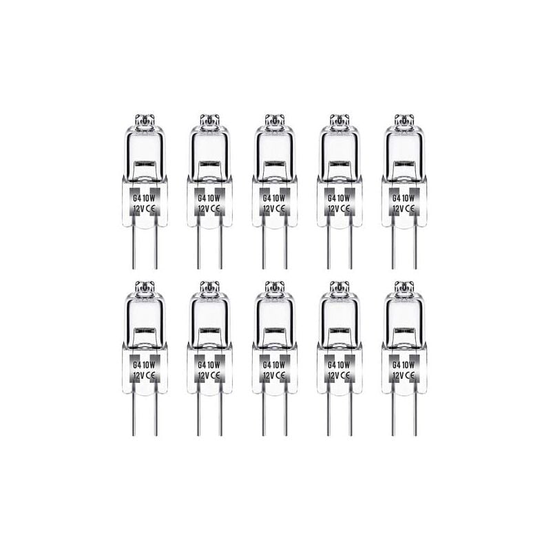 foto del prodotto lablanc lampadina alogena g4, lampadina g4 12v 10w, bianco caldo 3000k, 150lm, dimmerabile, lampada alogena g4, lampada a capsula trasparente,