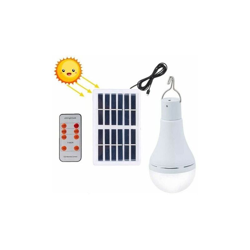 foto del prodotto lablanc lampadina led solare impermeabile con telecomando e timer, luce da esterno, ideale per giardino, escursionismo, 9w