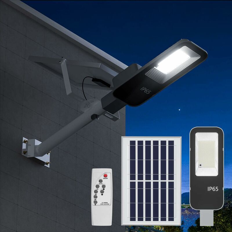 foto del prodotto lablanc lampione solare per esterni da 100 w con telecomando, 289 led, 10000 mah, faretto solare a led, lampione a led ad alta luminosit , 15000