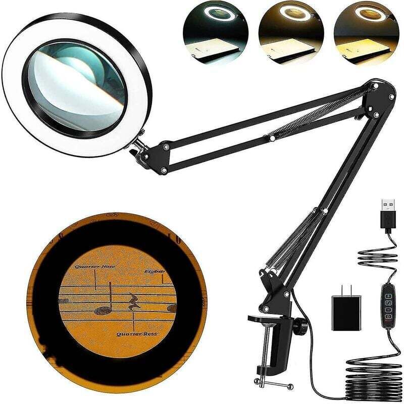foto del prodotto lablanc lente d ingrandimento 5x con luce, lente d ingrandimento illuminata, lampada d ingrandimento, 3 modalit di colore, oscuramento continuo