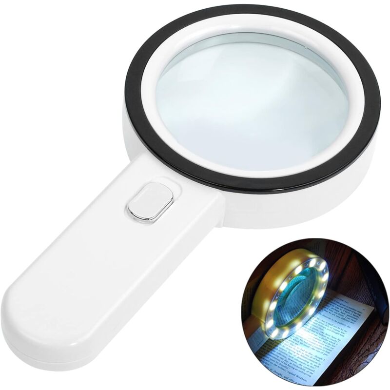 foto del prodotto lablanc lente d ingrandimento illuminata per lettura, 30x con 12 luci led, lente d ingrandimento portatile, lente d ingrandimento illuminata per
