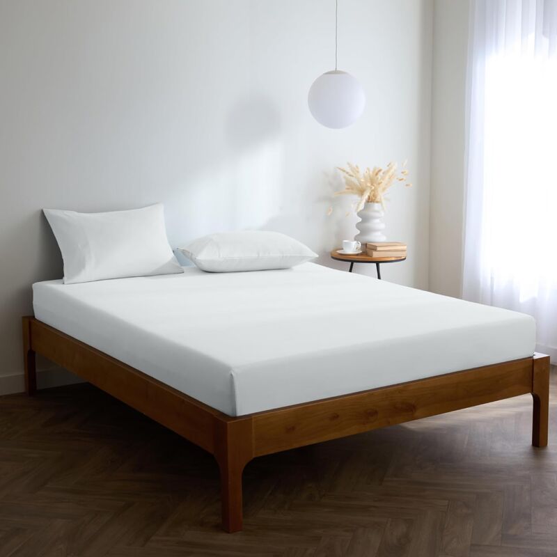 foto del prodotto lablanc lenzuolo con angoli 90x200 con angolo da 30 cm, morbido, resistente, antirughe, elastico su tutto il perimetro, 90x200 cm, bianco 