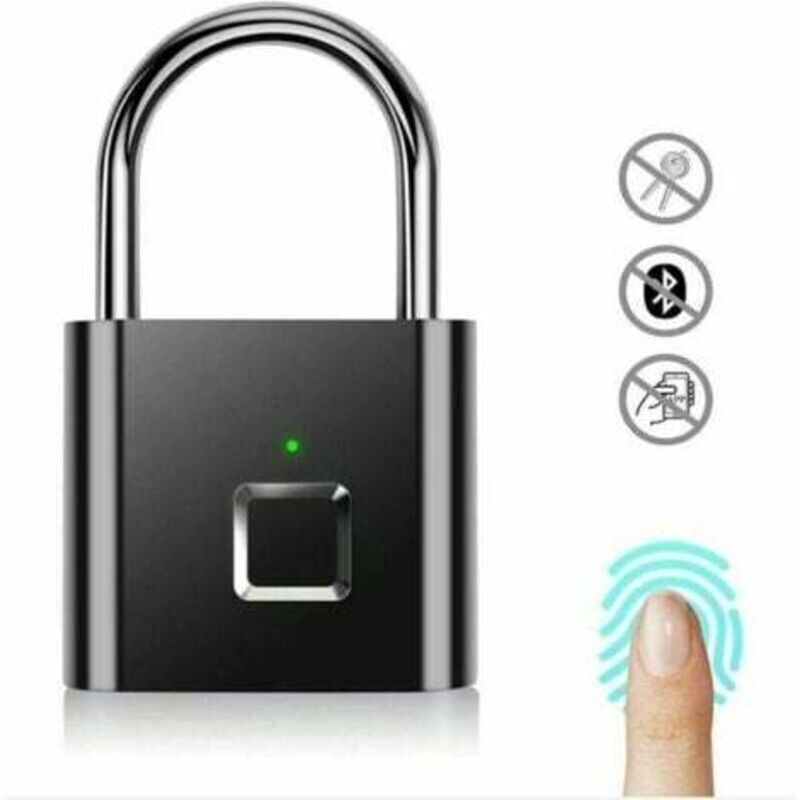 foto del prodotto lablanc lucchetto con impronta digitale, super impermeabile, senza chiave, ricaricabile tramite usb, per interni esterni, nero