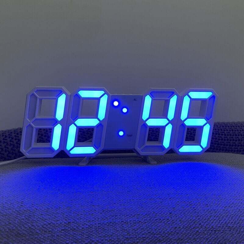 foto del prodotto lablanc luce bianca blu, orologio da parete digitale a led, luminosit regolabile, grande orologio con temperatura, orologio da parete 3d per