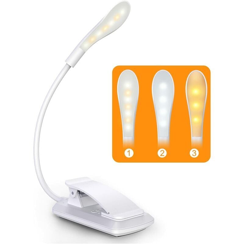 foto del prodotto lablanc luce di lettura, luce di lettura a led ricaricabile, collo flessibile a 360 , 3 temperature di colore, 3 livelli di luminosit ,